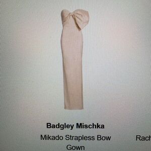 Badgley Mischka Strapless mikado Pink gown with Bow. Worn one time, dry cleaned